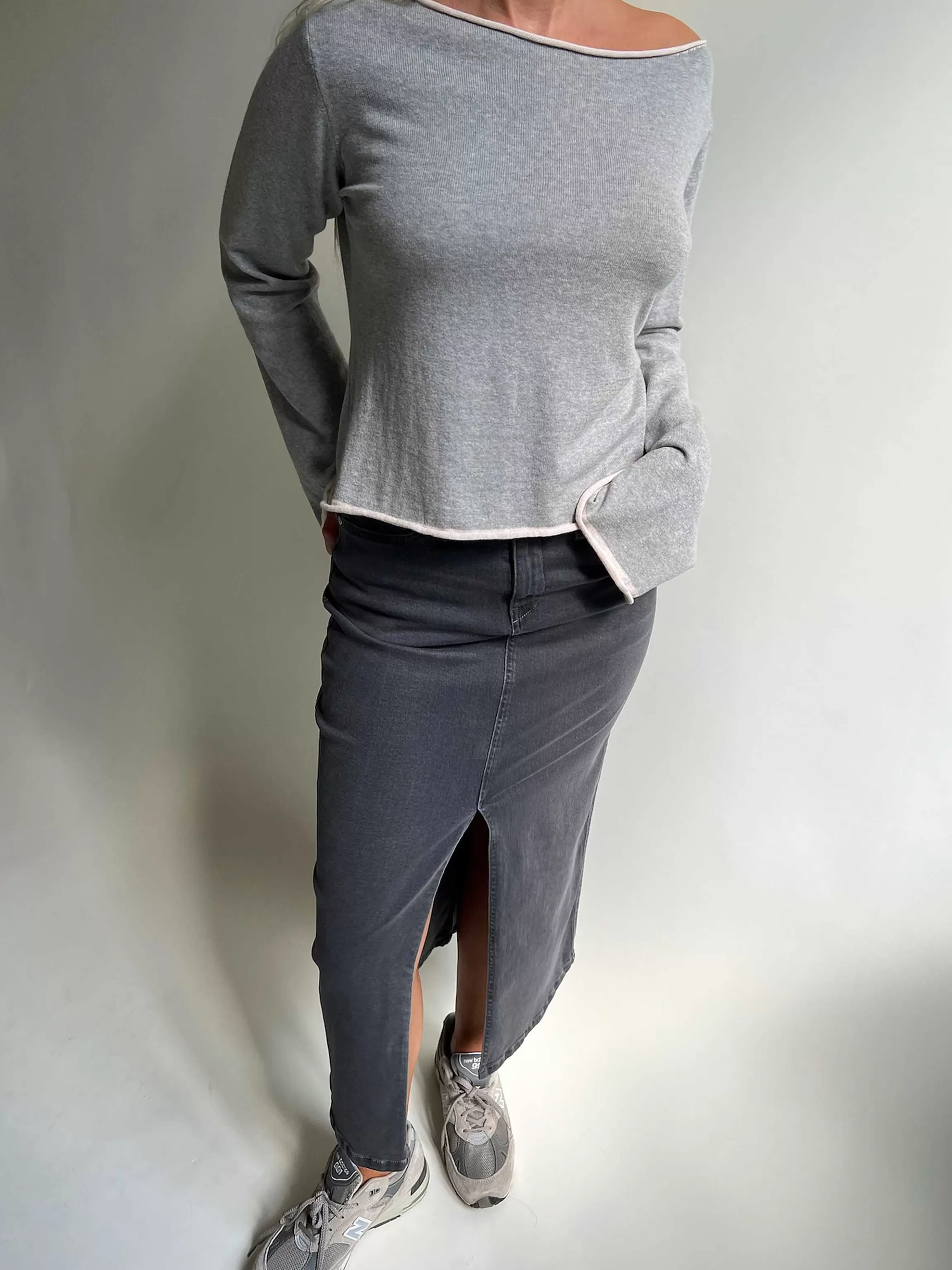 Knitwear*Djerf Avenue Bateau Neck Sweater Grey