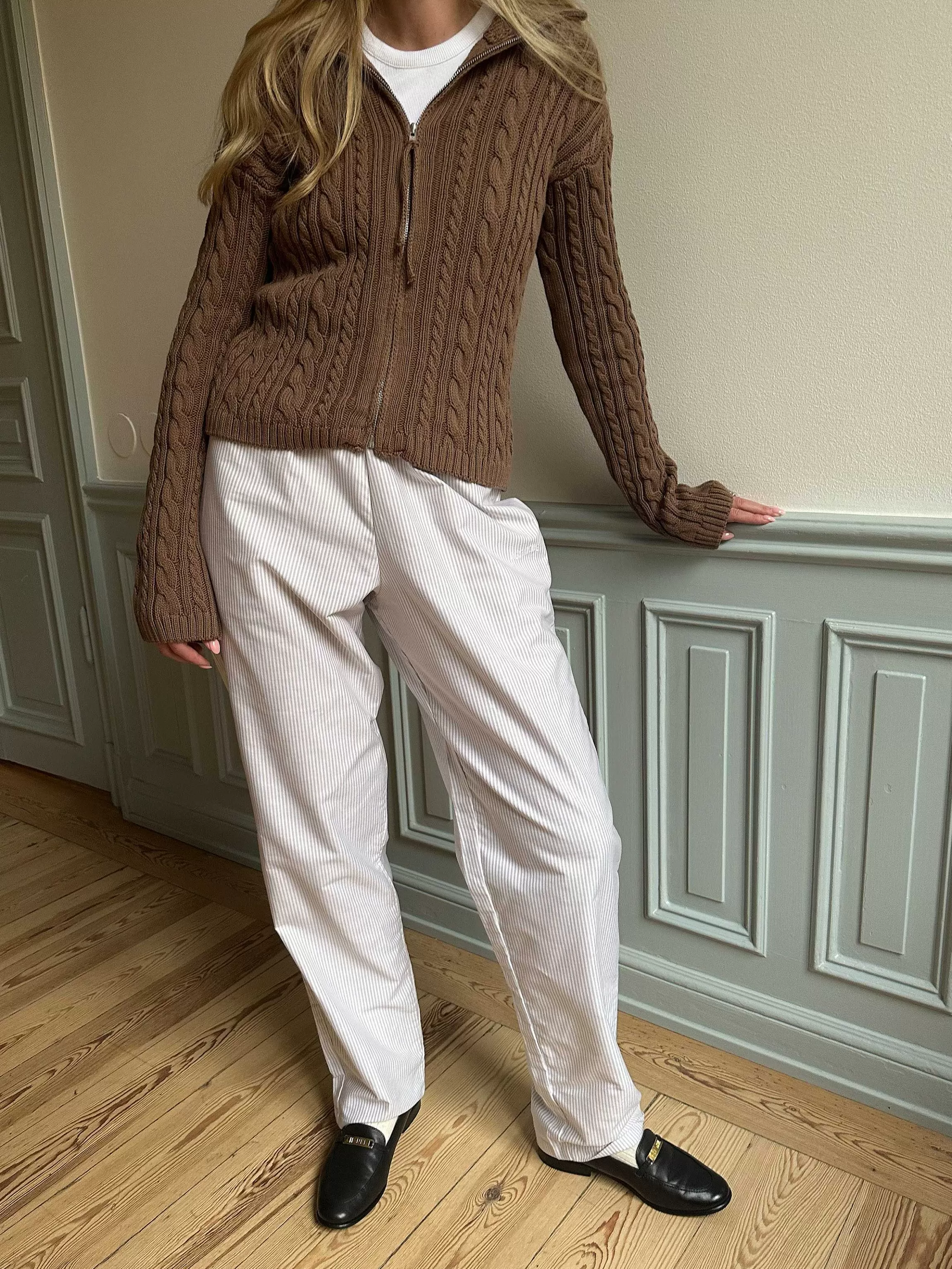 Pants*Djerf Avenue Breezy Pants Beige Stripe