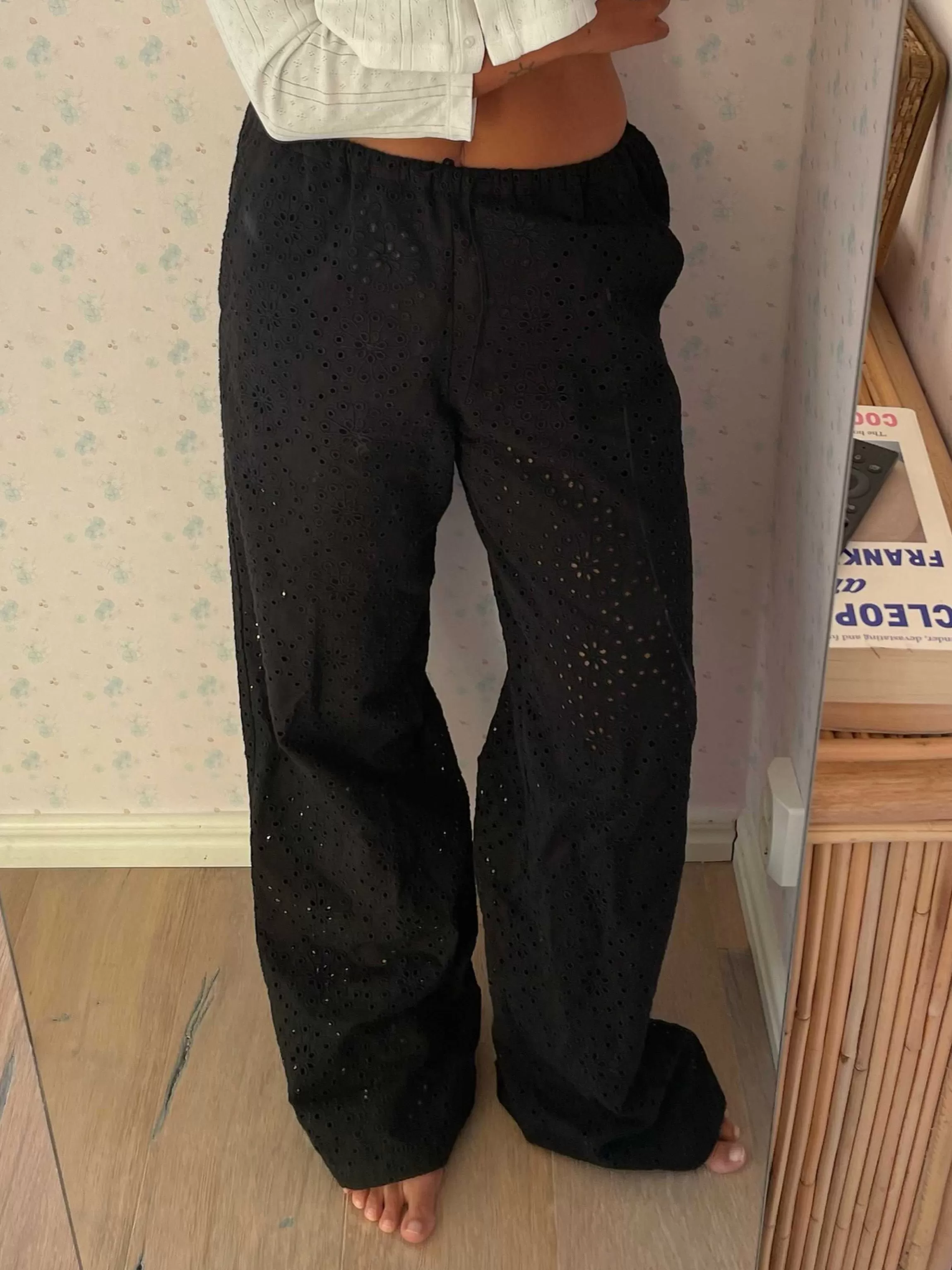 Pants*Djerf Avenue Broderie Anglaise Pants Black