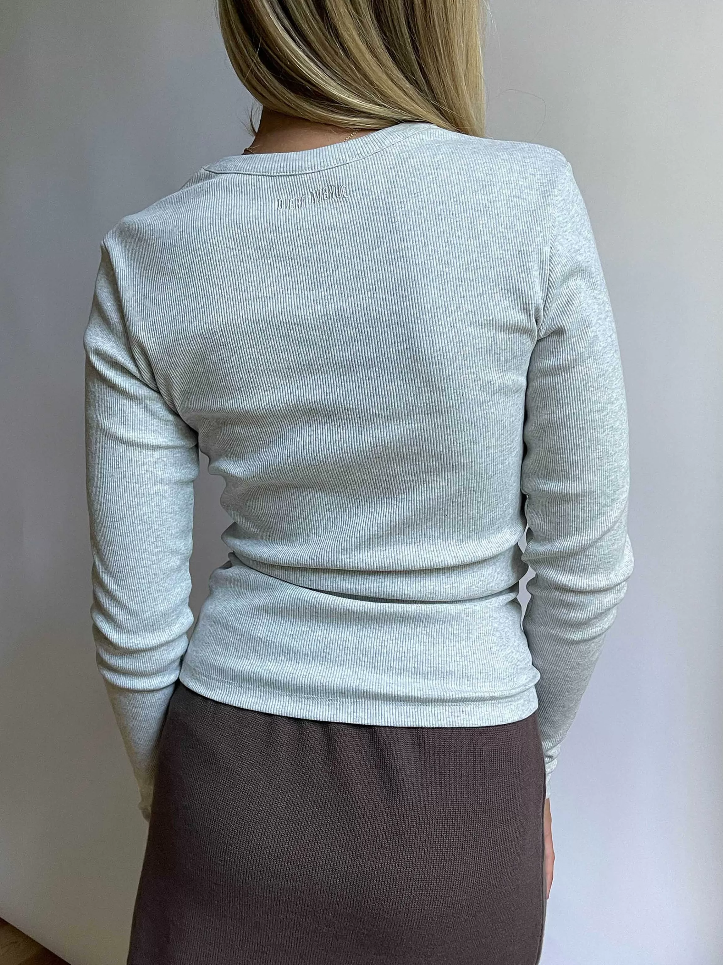 Tops*Djerf Avenue Daily Long Sleeve Top Ribbed Grey Melange