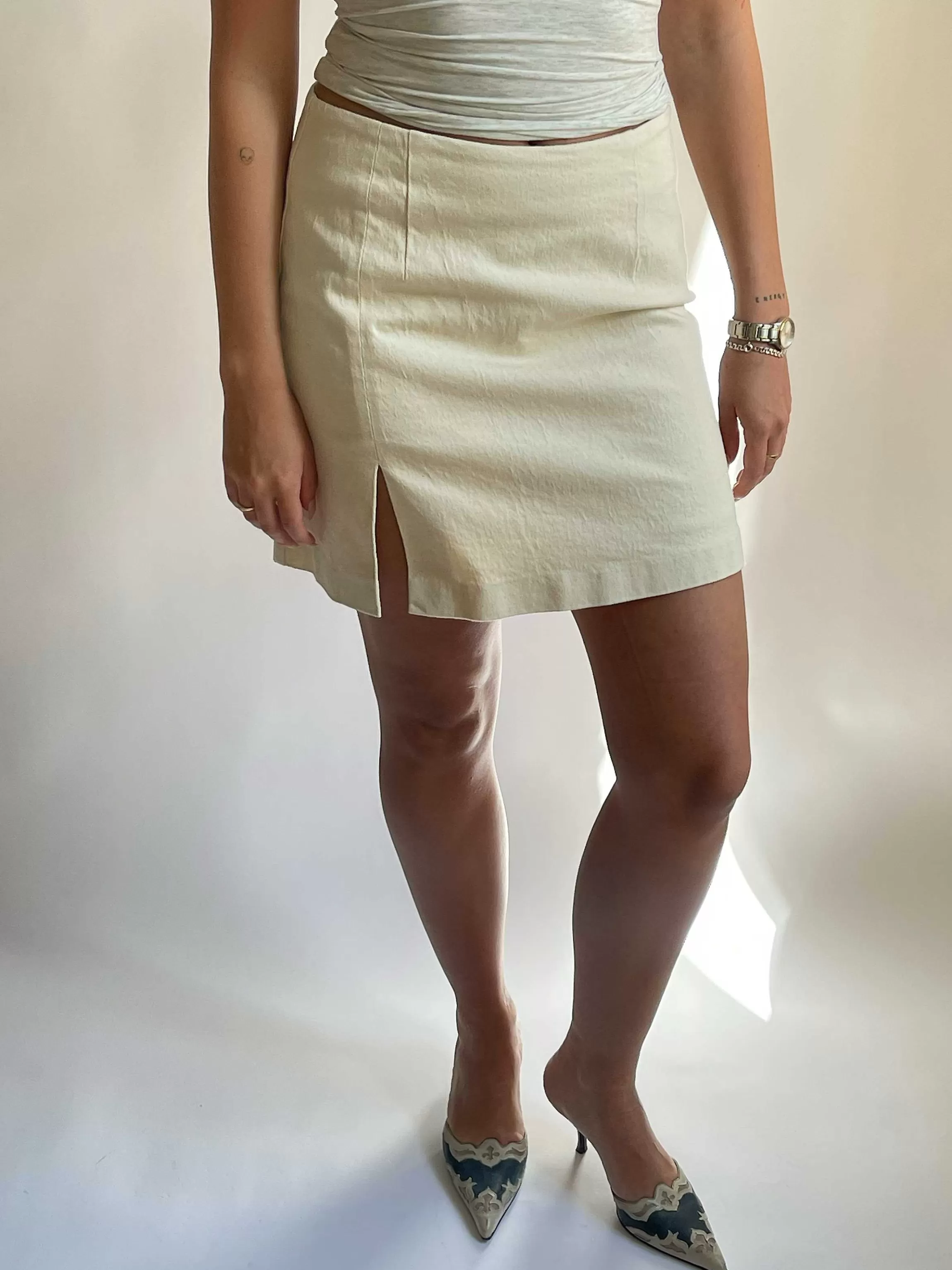 Skirts*Djerf Avenue Denim Must Have Mini Skirt Cream